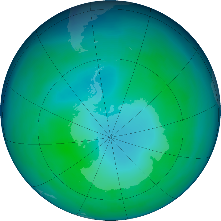 Antarctic ozone map for May 1997